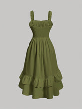 MOD Ruched Bust Ruffle Hem Dress shein